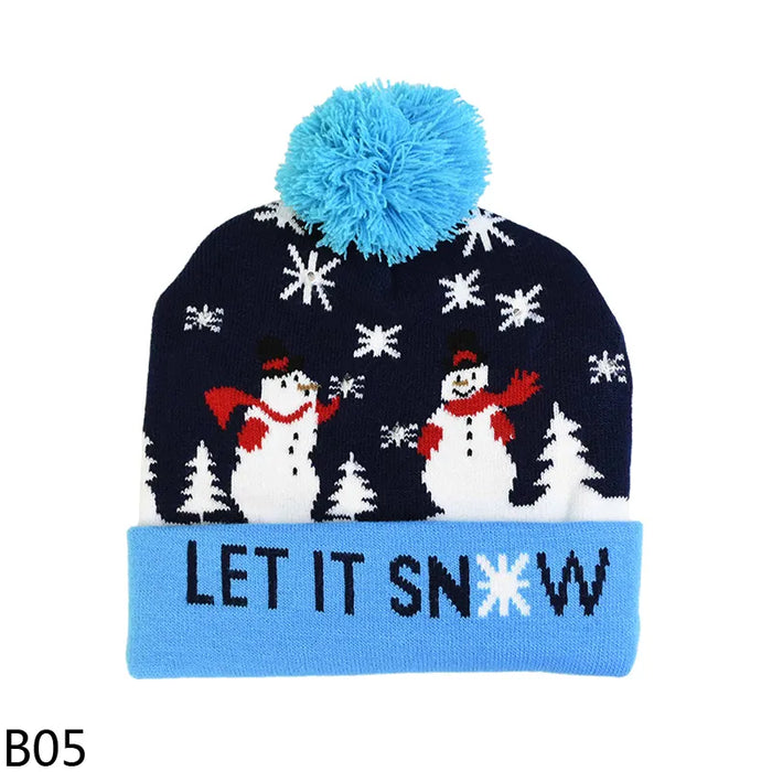 Christmas Themed Light Up Beanie with LED Lights Xmas Gift for Kids Adult - Smart Living Box