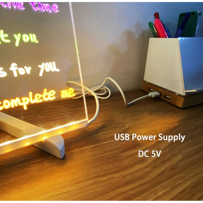LED Note Board with Colors, Acrylic Dry Erase Board with 7 Pens for Office Home - Smart Living Box