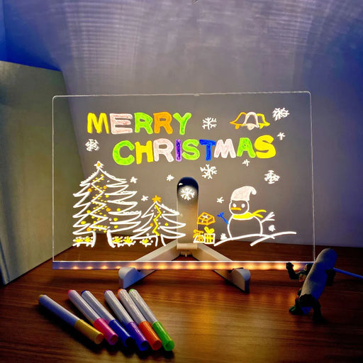 LED Note Board with Colors, Acrylic Dry Erase Board with 7 Pens for Office Home - Smart Living Box