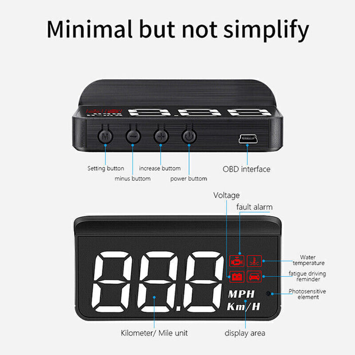 Car HUD Head Up Display OBD2/GPS Overspeed Warning System Projector Windshield