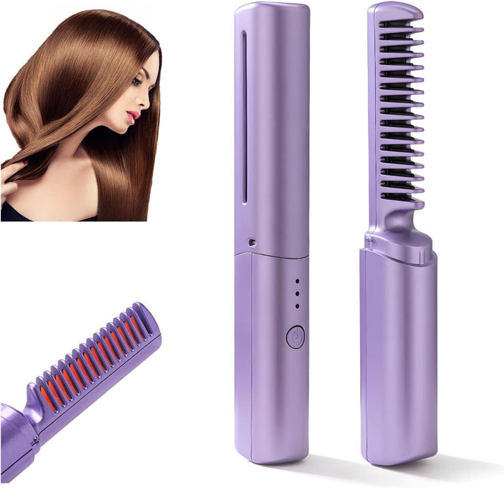 Rechargeable Mini Hair Straightener, Portable Cordless Hair Straightener Comb