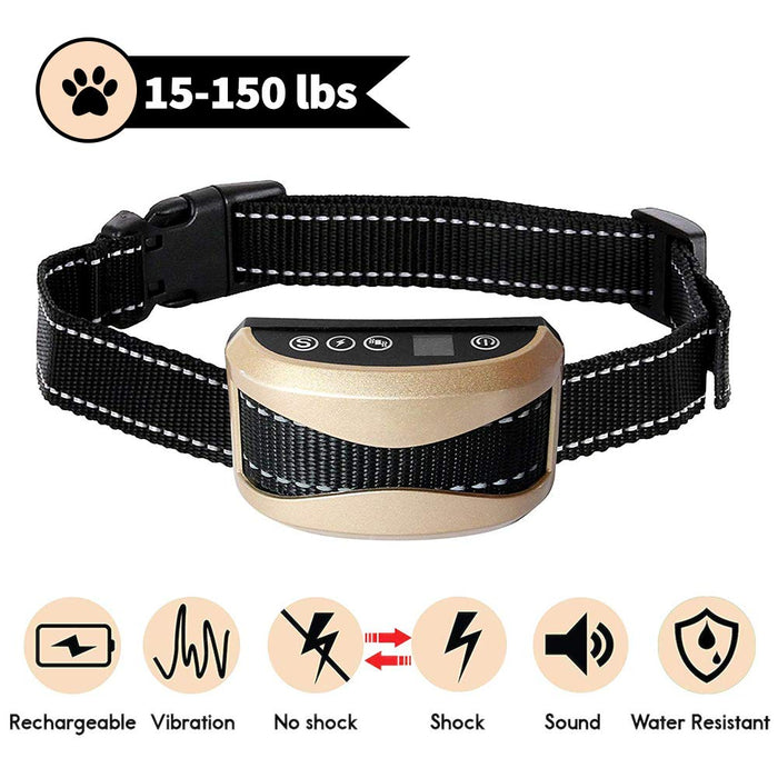 Pet Dog Safety Anti Bark Collars Rechargeable Vibration/Electric Shock Waterproof Stop Barking Dog Waterproof Training Collars - Smart Living Box