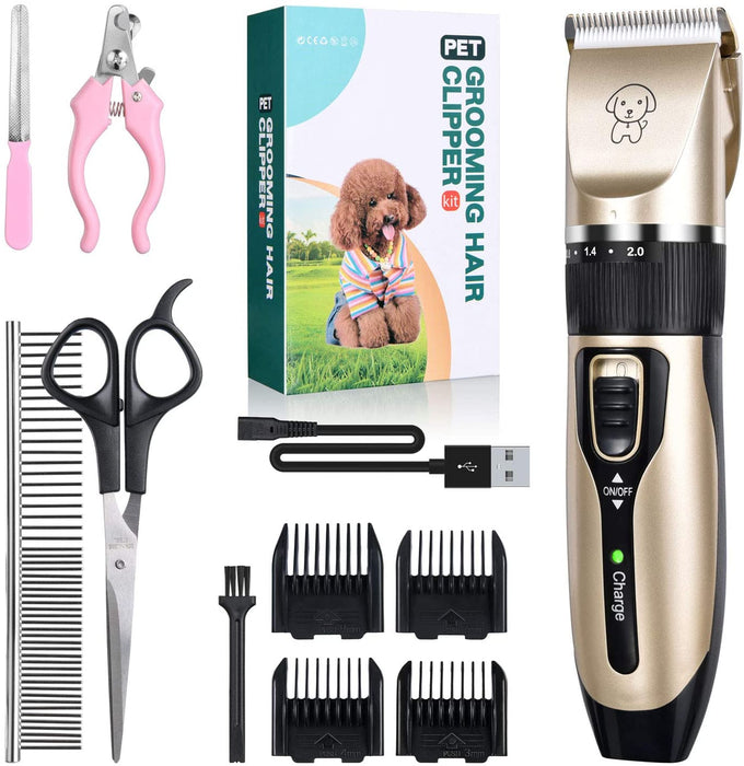 Dog Shaver Clippers Low Noise Rechargeable Cordless Electric Quiet Hair Clipper Grooming Kit Set - Smart Living Box