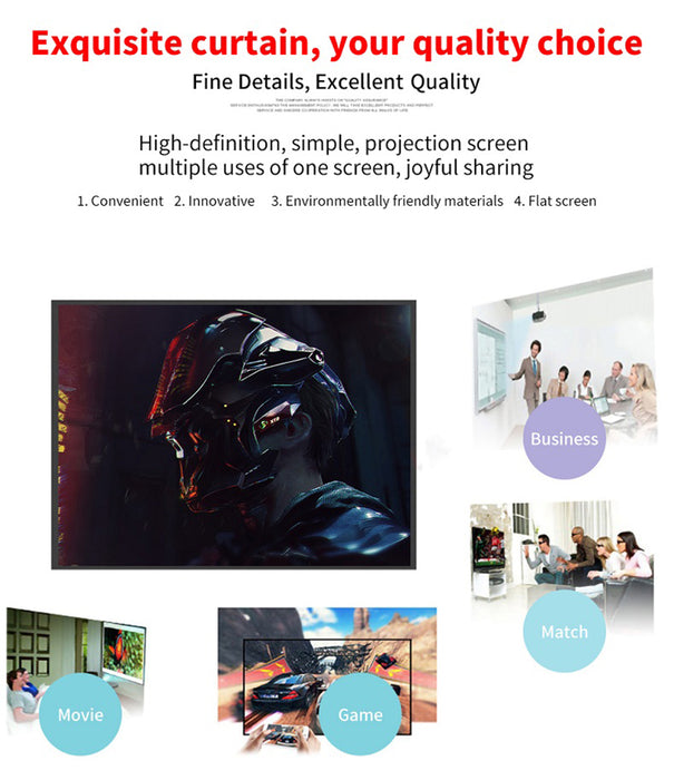 100'' Portable Foldable Projector Screen 16:9 Home Cinema Outdoor Projection HD - Smart Living Box