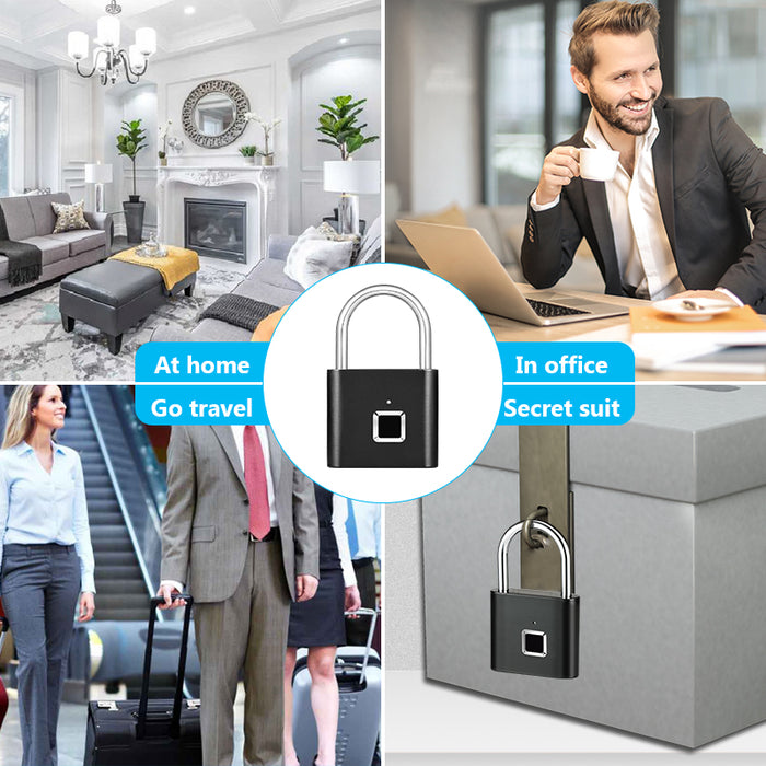 Golden Security Keyless USB Rechargeable Door Lock Fingerprint Smart Padlock - Smart Living Box
