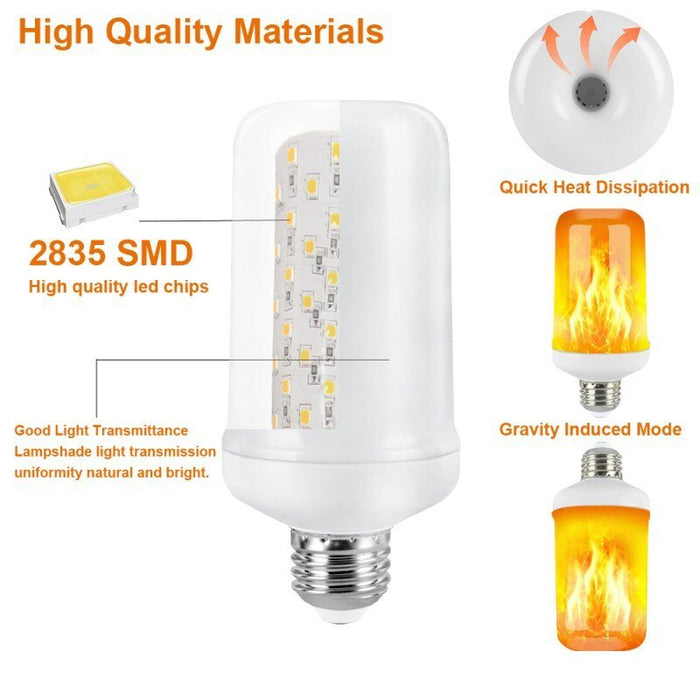 LED Flame Effect Light Bulb 4 Modes Flame Lights Bulbs E27 Base Fire Light Bulbs - Smart Living Box