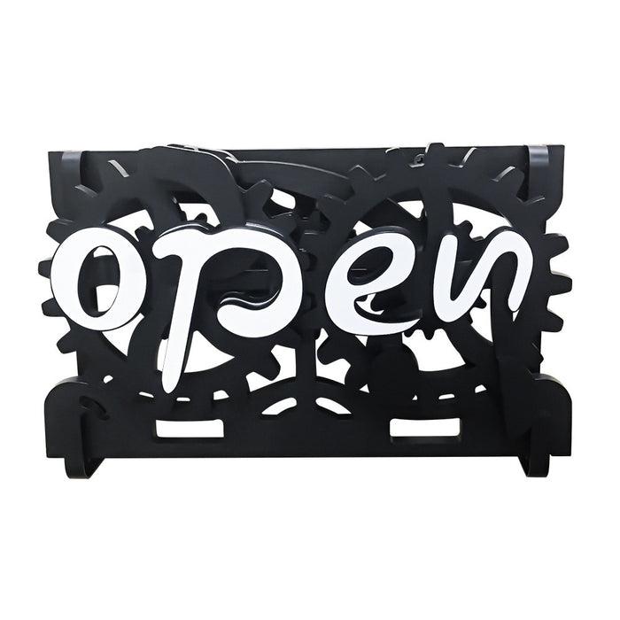 Wooden Double-Sided Open/closed Sign Signs Reversible Gear Business Closing Sign - Smart Living Box