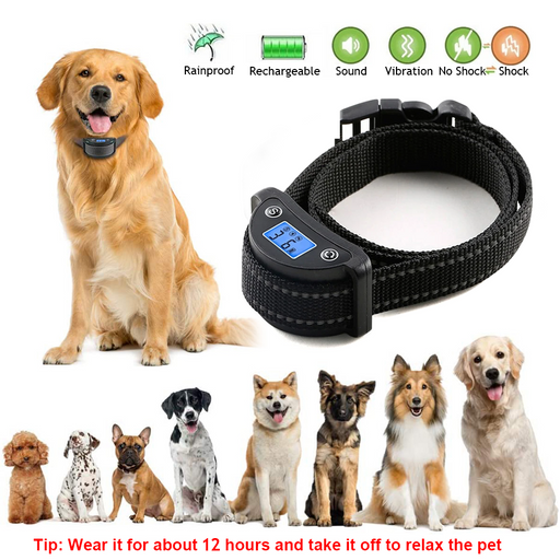 Anti bark control shock dog collar rechargeable dog electric shock anti bark collar vibration barking dog collar with LCD screen - Smart Living Box