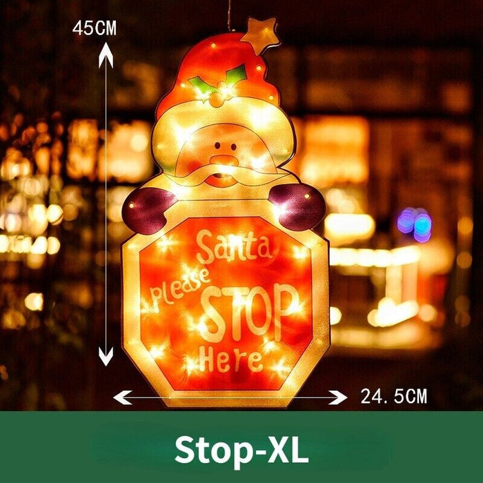 Christmas Window Hanging LED Light Xmas Ornament Suction Cup Battery Decor Lamps - Smart Living Box