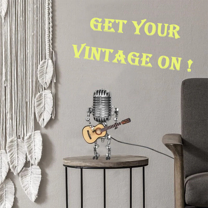 Vintage Microphone Guitar Robot Table Lamp